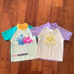 Supergirl Rash Guard Short Sleeve Swim Shirt UPF 50+ Sun Protection Size 2T Lot